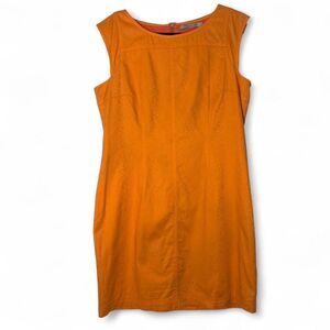 Andrew Marc NY Orange Snakeskin Jacquard Texture Sheath Dress size 14 Plus Size